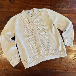 Vintage WINTUK BY ROSE Openwork Acrylic Knit Button Front Cardigan Sweater M